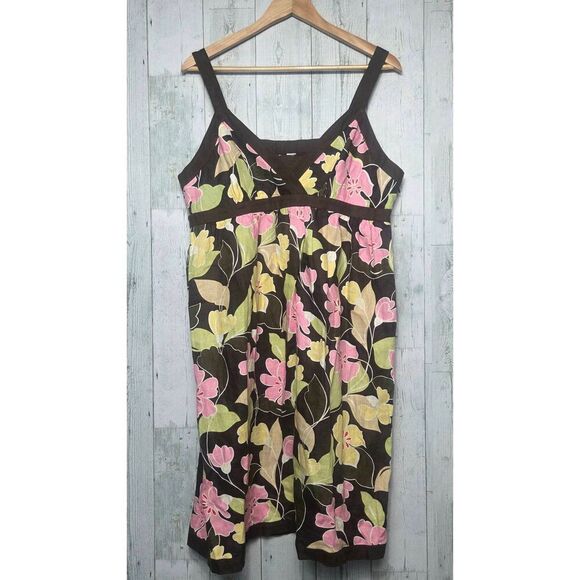 Saks Fifth Avenue Threads Y2K Floral Linen Empire Waist Fairy Dress Sz. M/L EST - Picture 1 of 8